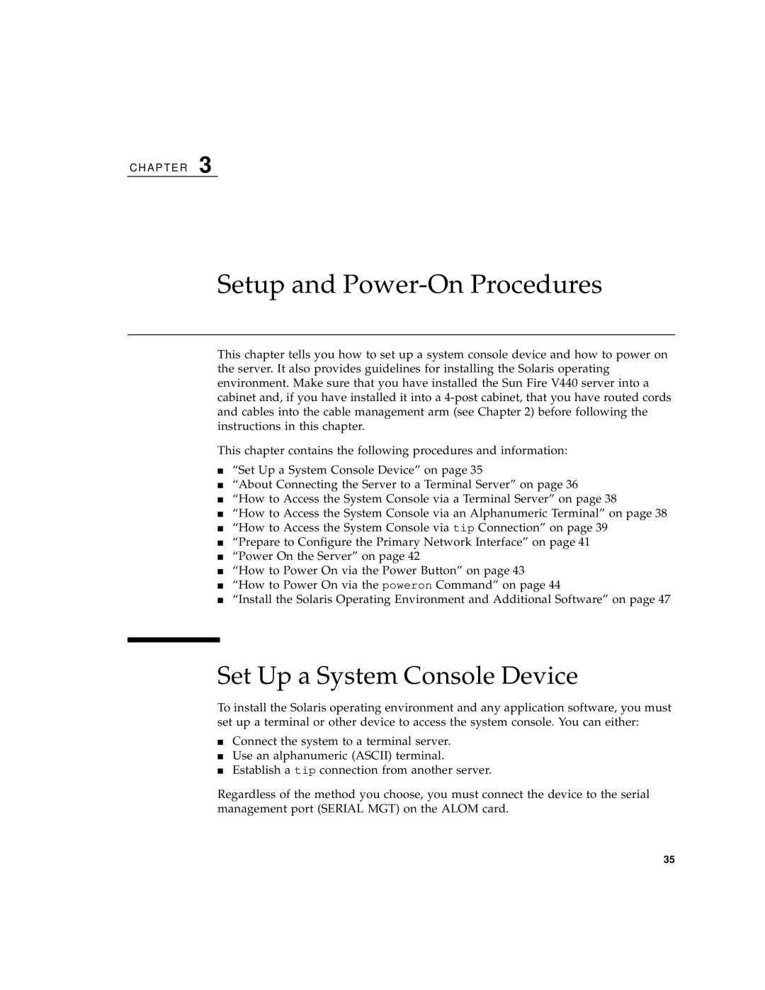 Sun Microsystems 816-7727-10 manual Setup and Power-On Procedures, Set Up a System Console Device 