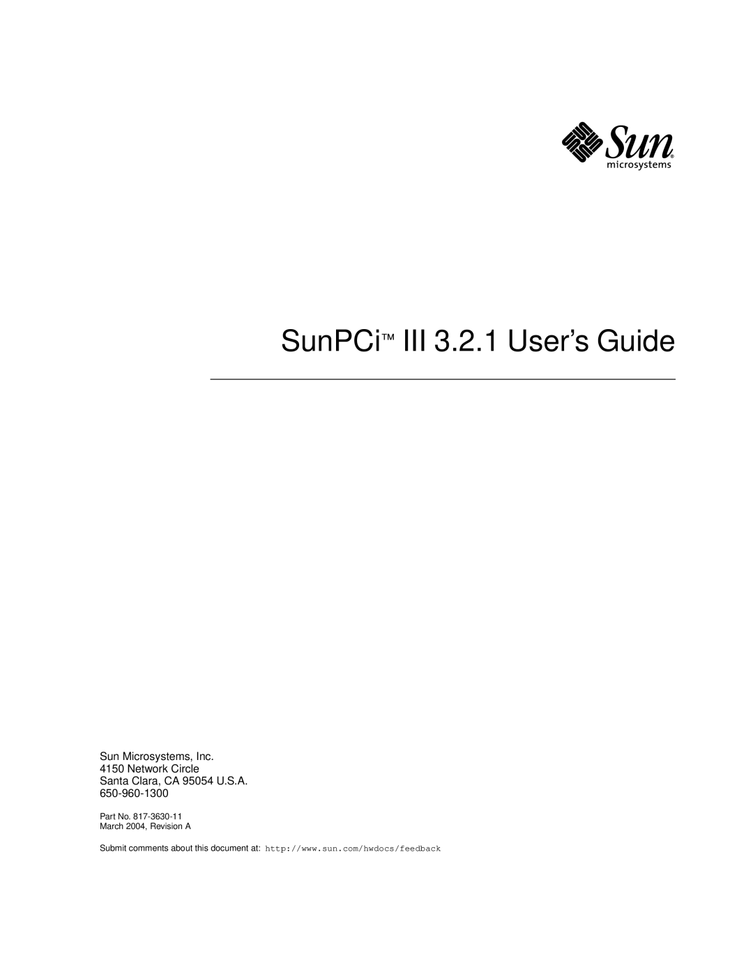 Sun Microsystems 817-3630-11 manual SunPCi III 3.2.1 User’s Guide 