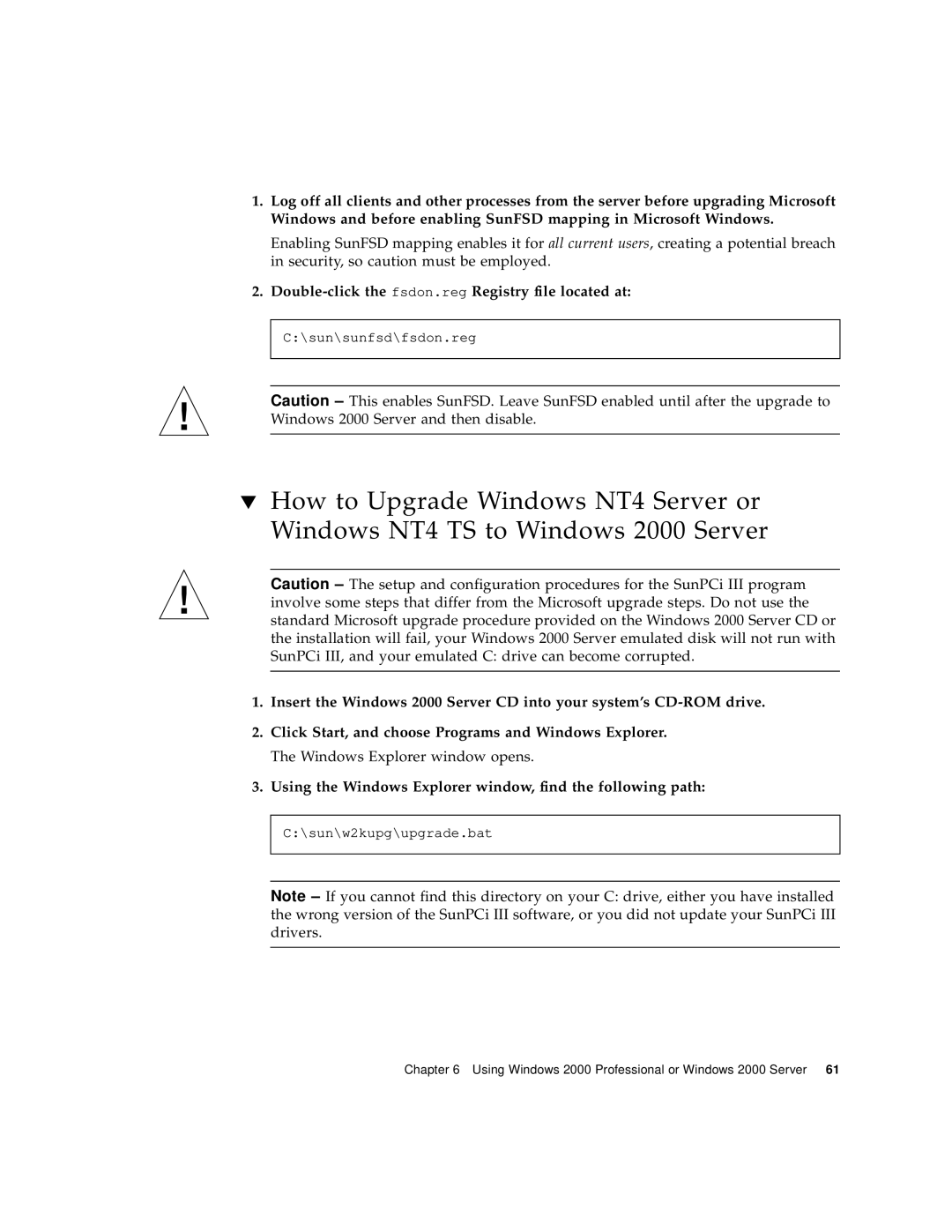 Sun Microsystems 817-3630-11 manual Double-click the fsdon.reg Registry file located at 