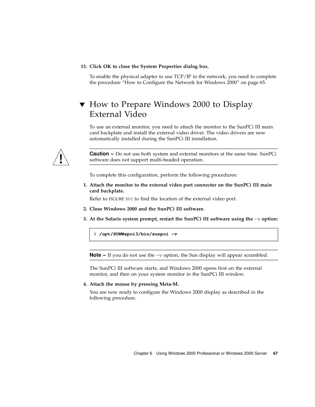 Sun Microsystems 817-3630-11 manual How to Prepare Windows 2000 to Display External Video 