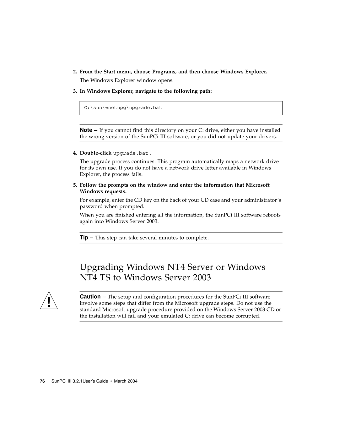 Sun Microsystems 817-3630-11 manual sun\wnetupg\upgrade.bat 