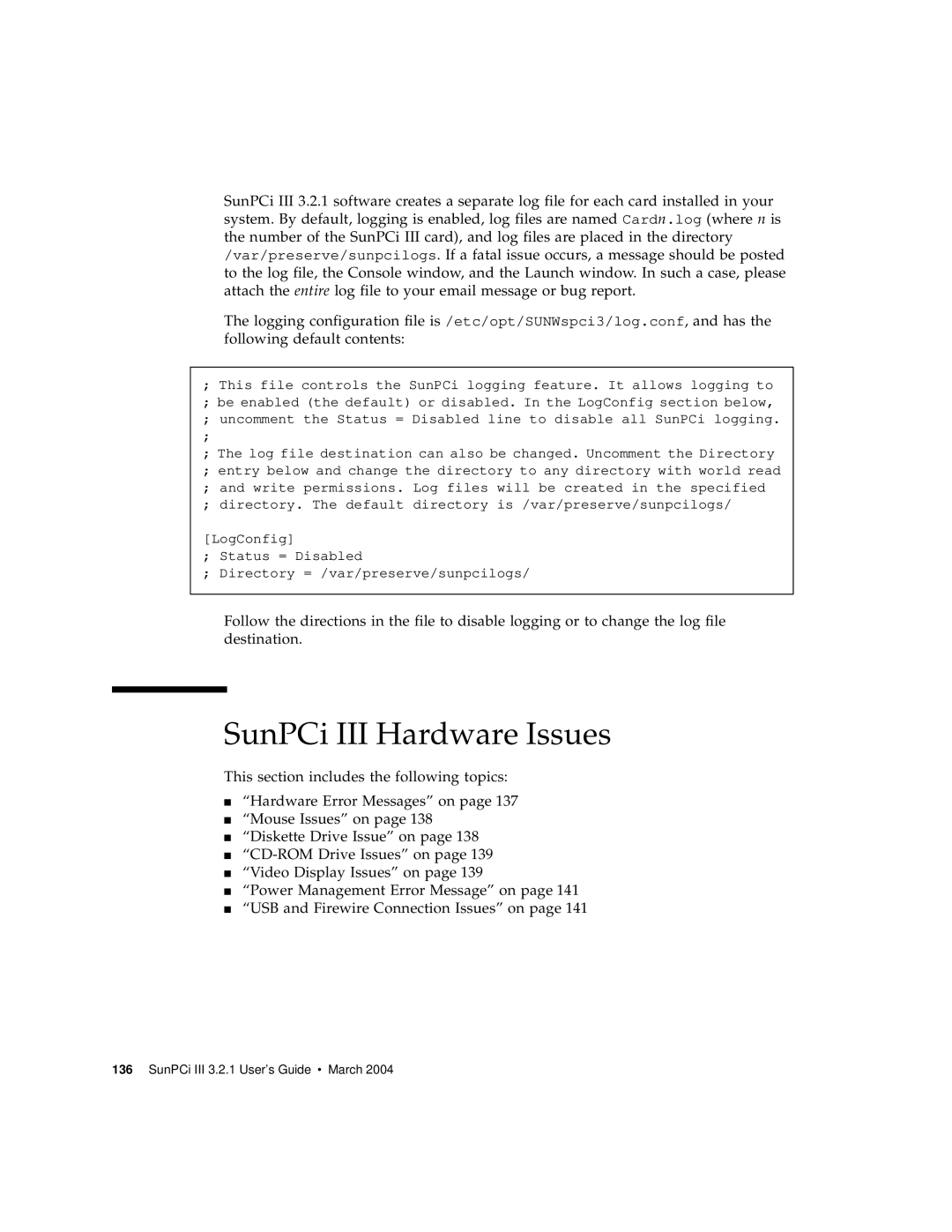 Sun Microsystems 817-3630-11 manual SunPCi III Hardware Issues 