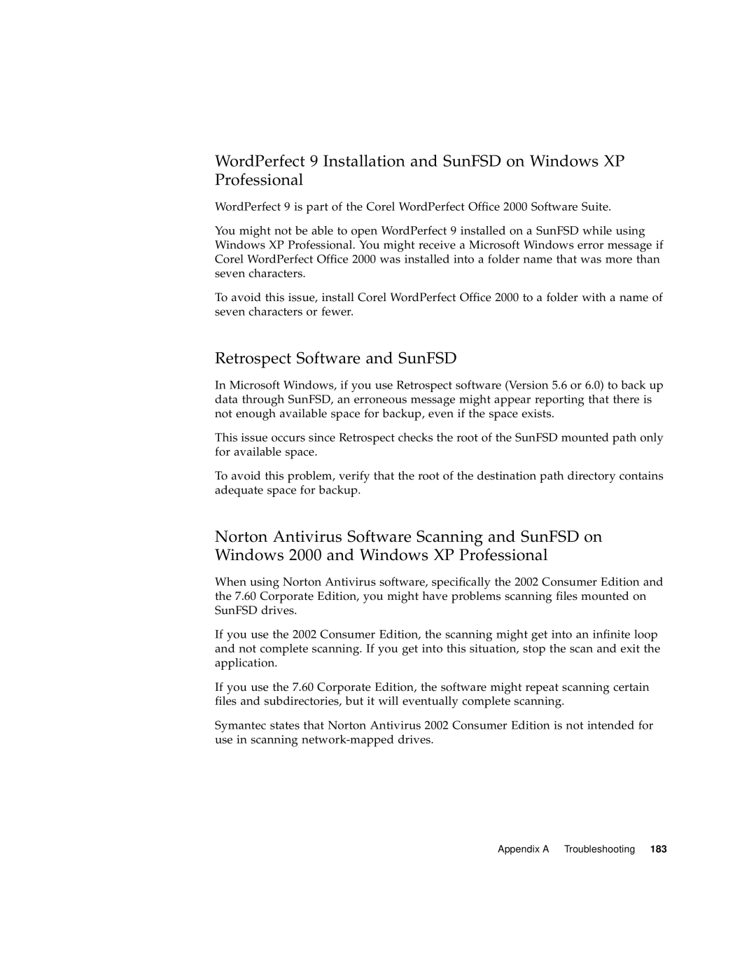 Sun Microsystems 817-3630-11 manual Retrospect Software and SunFSD 