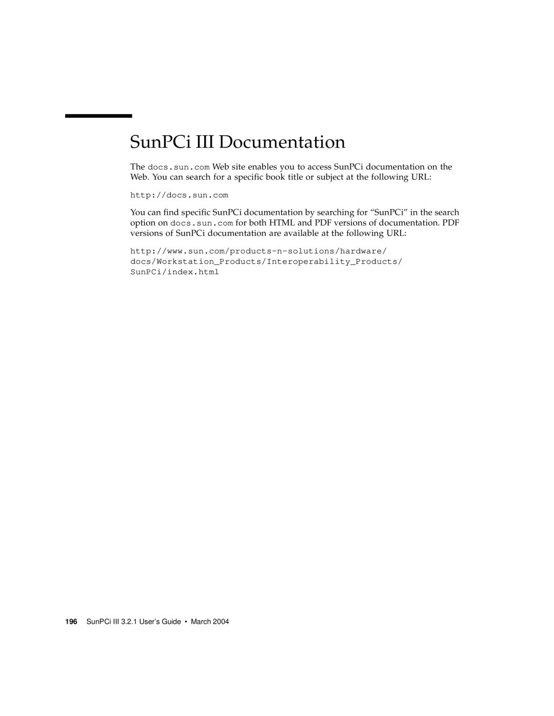 Sun Microsystems 817-3630-11 manual SunPCi III Documentation 