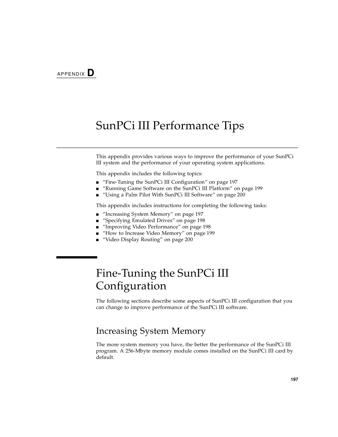 Sun Microsystems 817-3630-11 SunPCi III Performance Tips, Fine-Tuning the SunPCi Configuration, Increasing System Memory 