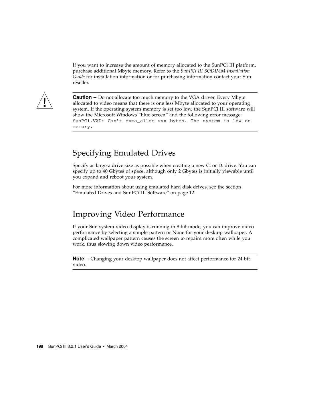 Sun Microsystems 817-3630-11 manual Specifying Emulated Drives, Improving Video Performance 