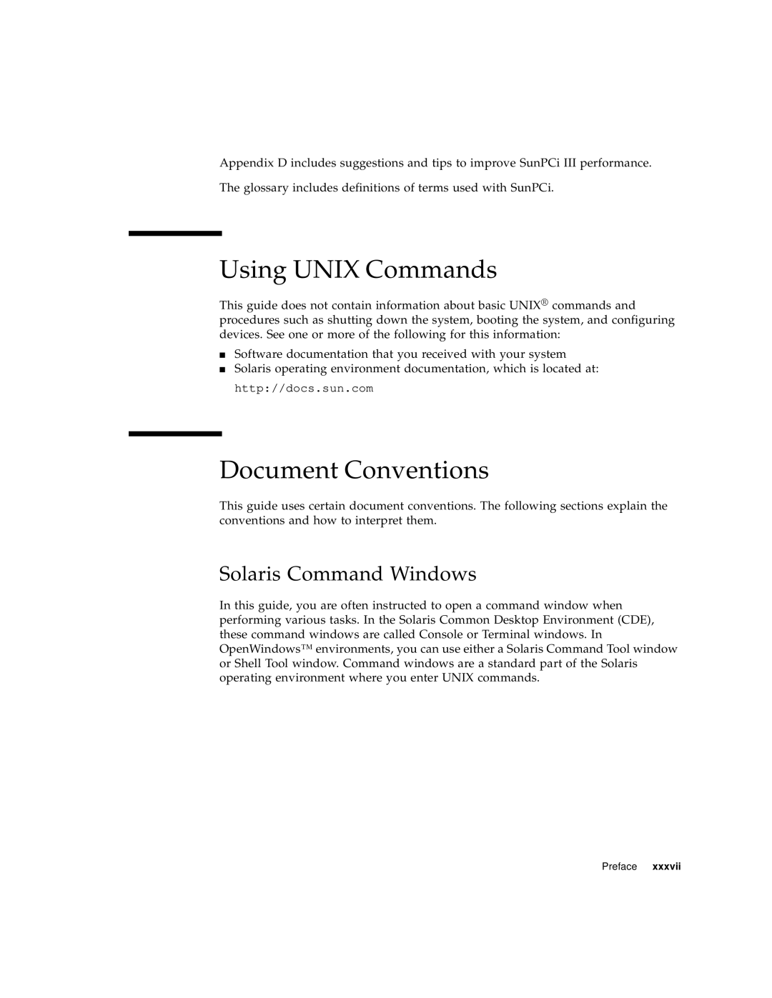 Sun Microsystems 817-3630-11 manual Using Unix Commands, Document Conventions, Solaris Command Windows 