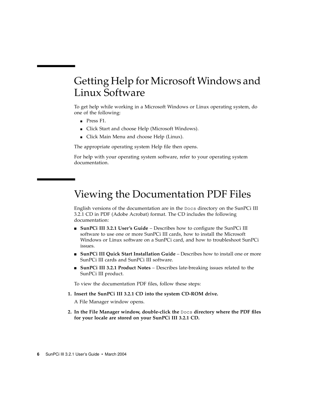 Sun Microsystems 817-3630-11 manual Getting Help for Microsoft Windows and Linux Software 