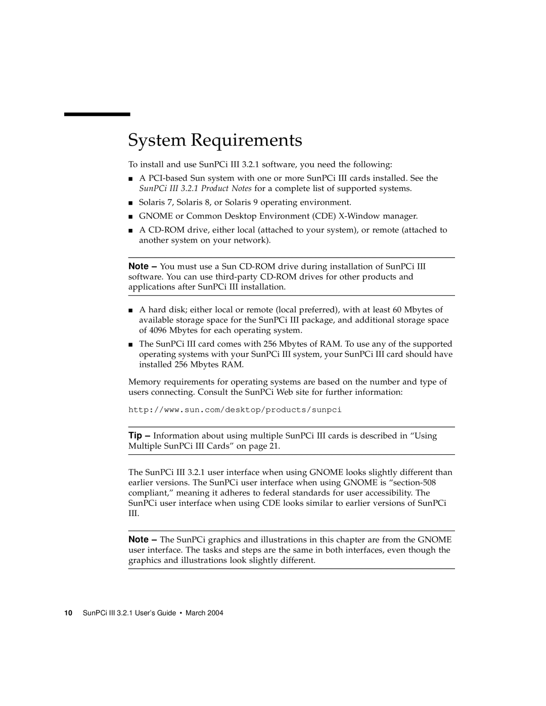 Sun Microsystems 817-3630-11 manual System Requirements 