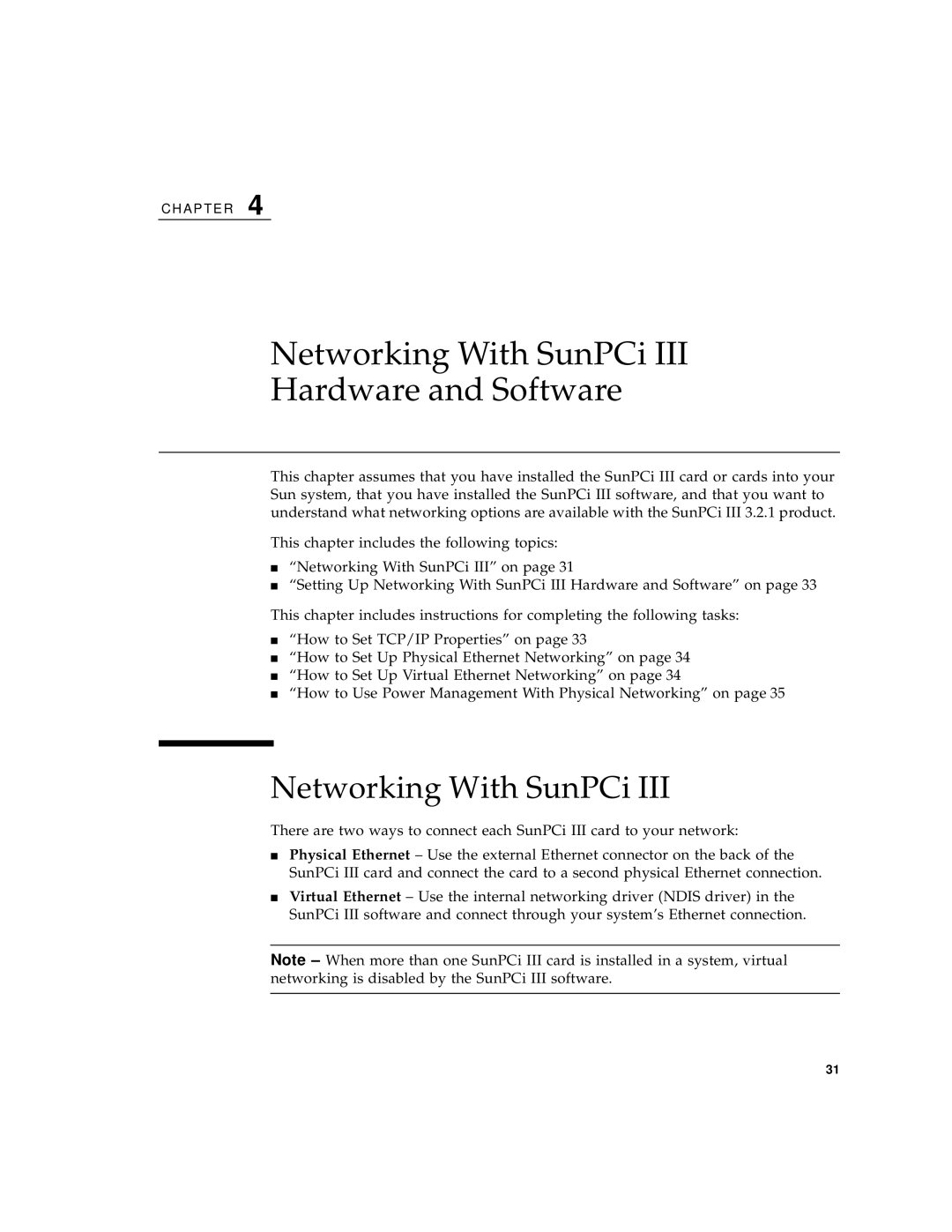 Sun Microsystems 817-3630-11 manual Networking With SunPCi Hardware and Software 