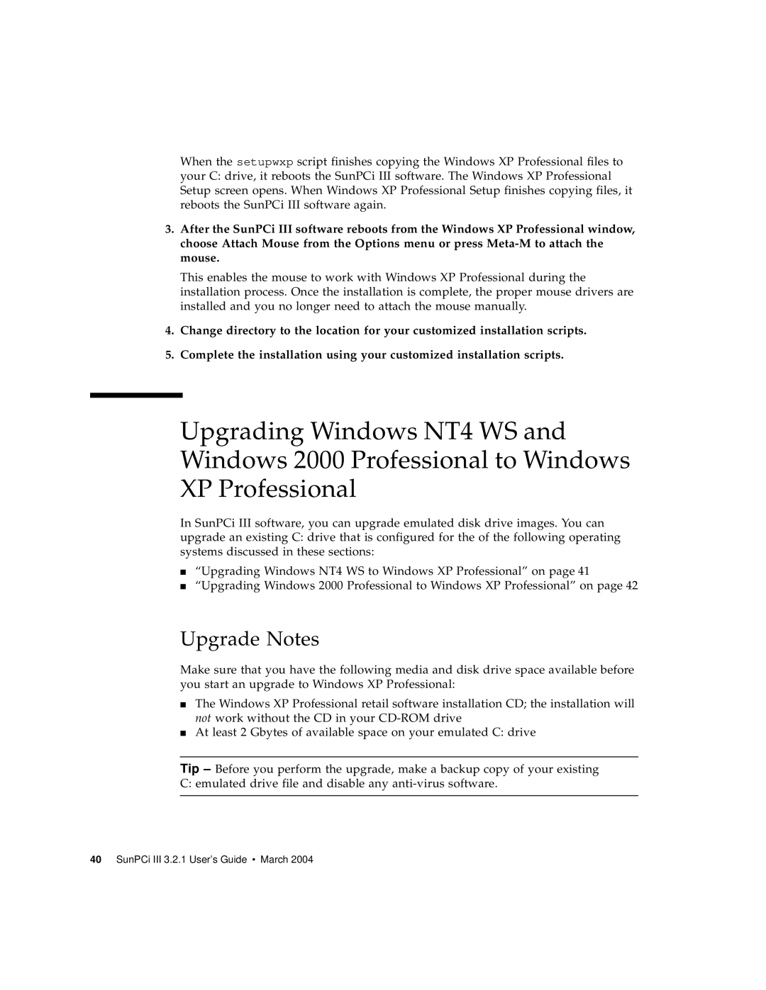 Sun Microsystems 817-3630-11 manual Upgrade Notes 