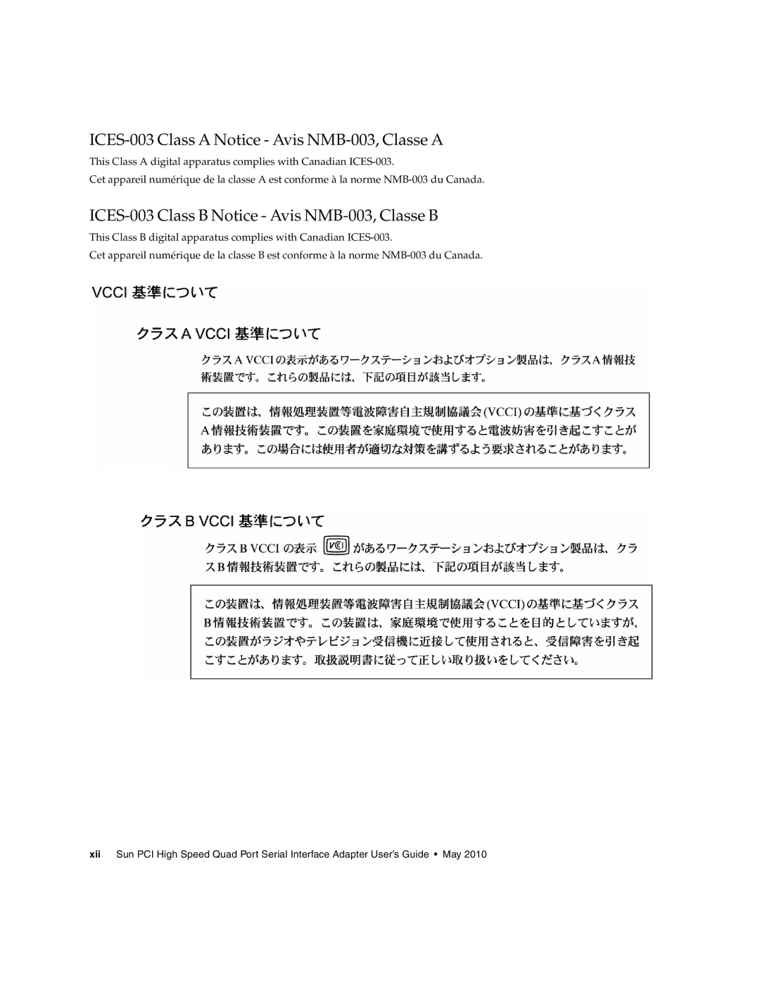 Sun Microsystems 819-1207-11 manual ICES-003 Class a Notice Avis NMB-003, Classe a 