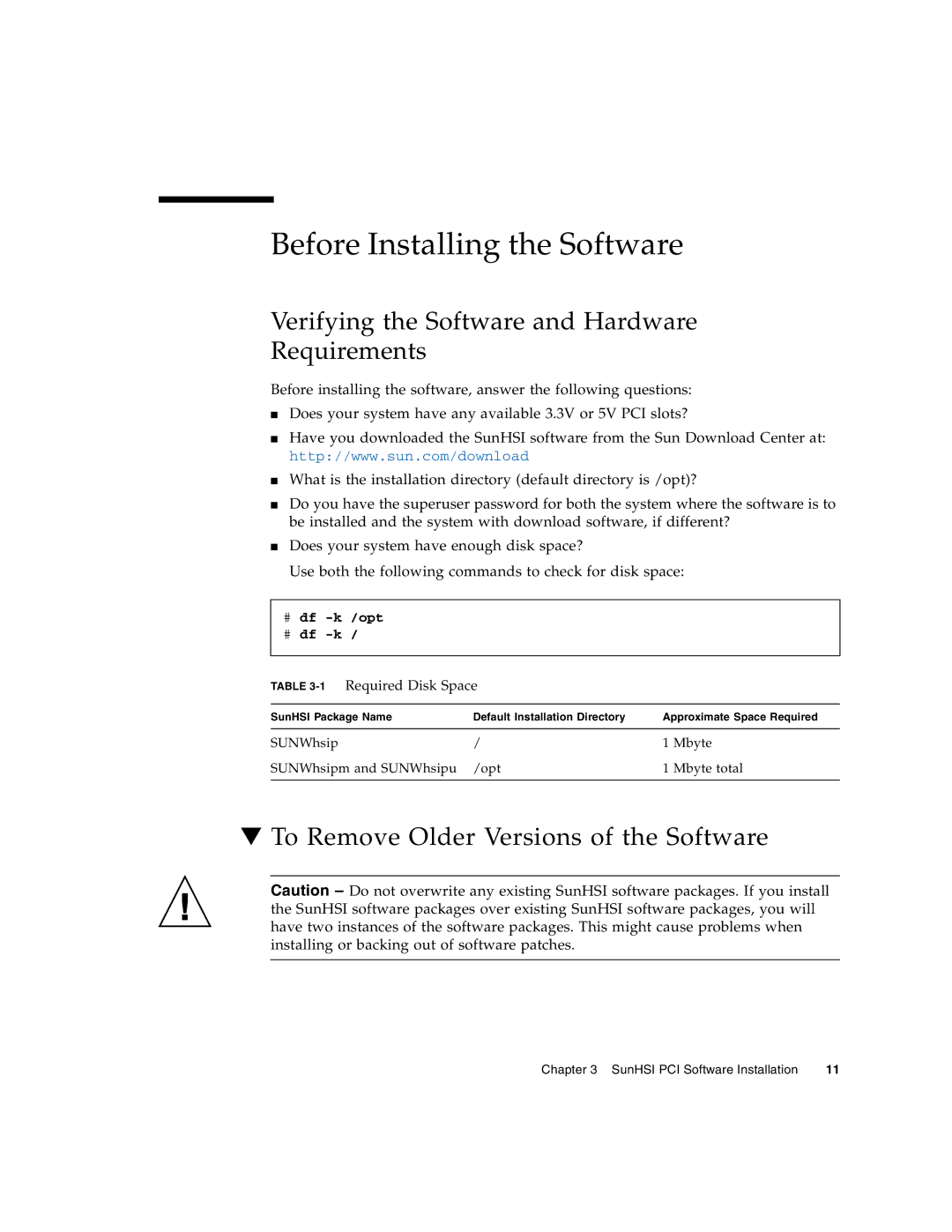 Sun Microsystems 819-1207-11 manual Before Installing the Software, Verifying the Software and Hardware Requirements 