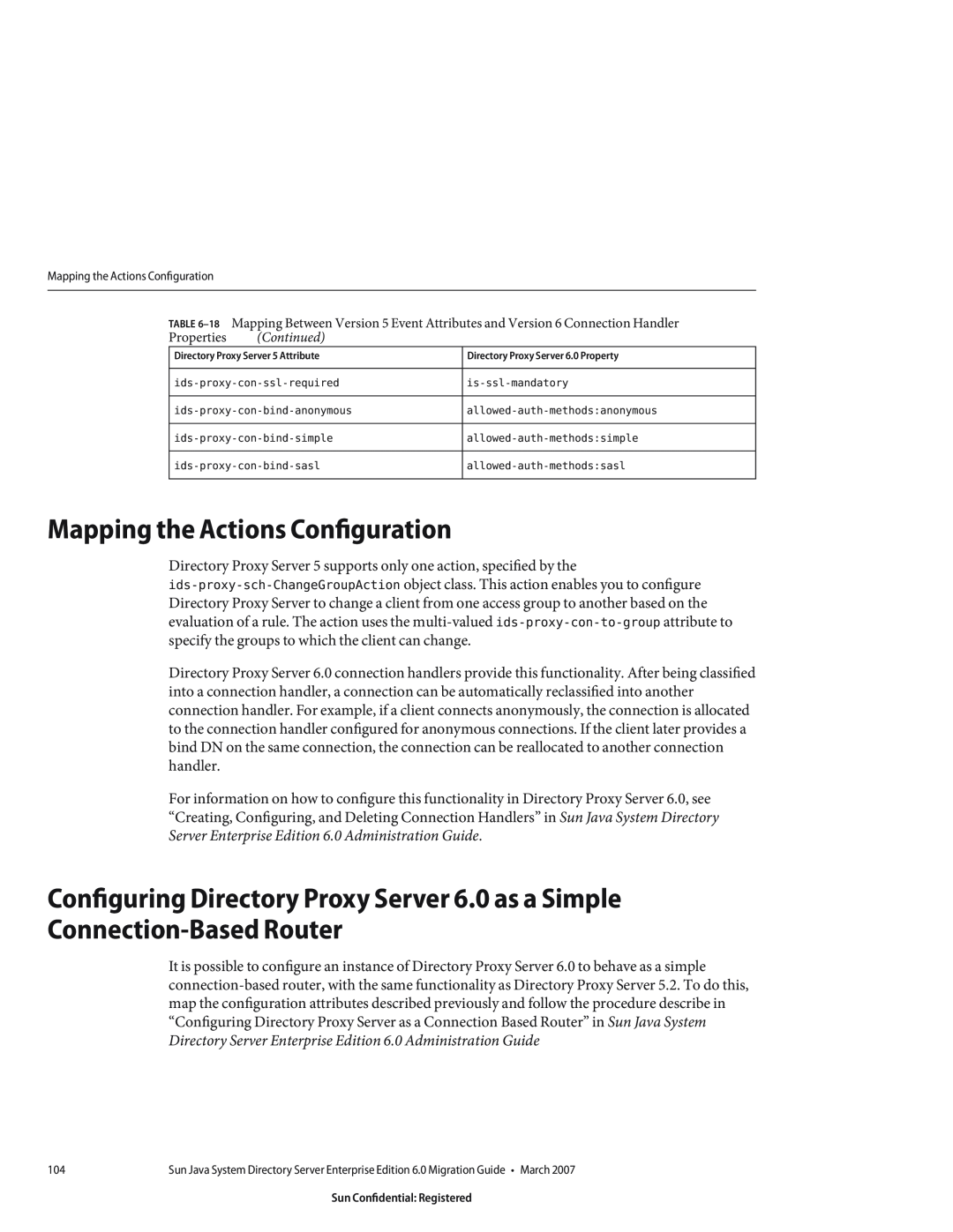 Sun Microsystems 8190994 manual Mapping the Actions Configuration, Properties 