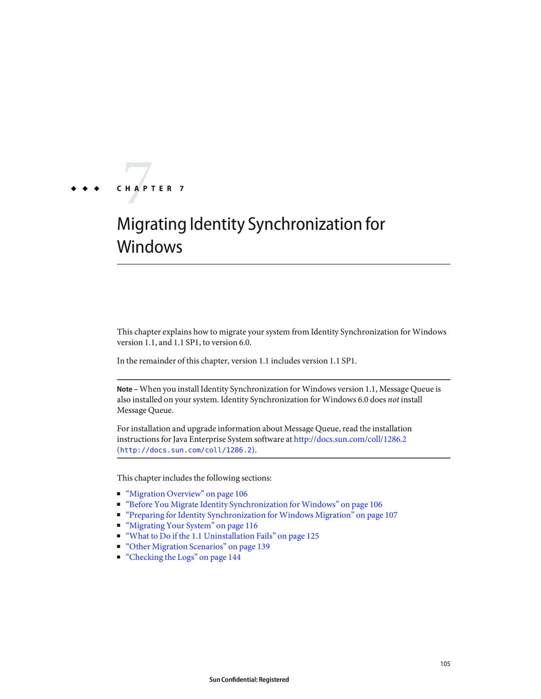 Sun Microsystems 8190994 manual Migrating Identity Synchronization for Windows, “Migration Overview” on page 