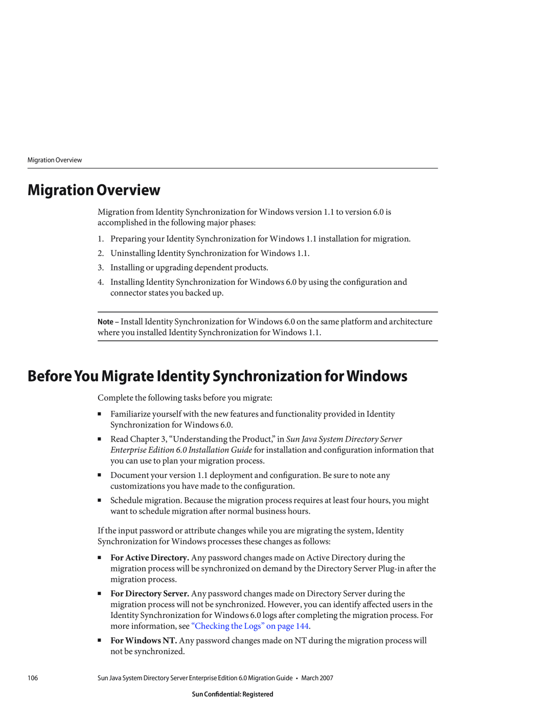Sun Microsystems 8190994 manual Migration Overview, Before You Migrate Identity Synchronization for Windows 
