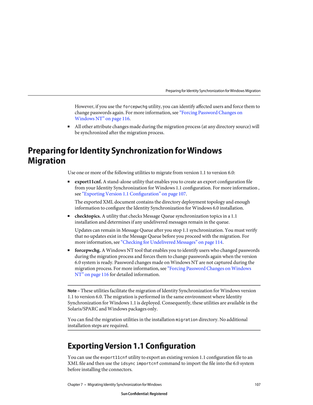Sun Microsystems 8190994 Preparing for Identity Synchronization for Windows Migration, Exporting Version 1.1 Configuration 