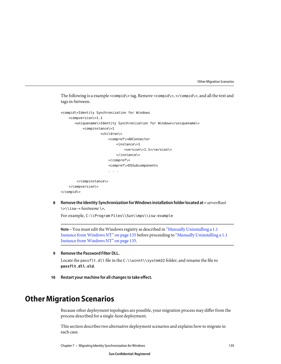 Sun Microsystems 8190994 manual Other Migration Scenarios, Remove the Password Filter DLL 