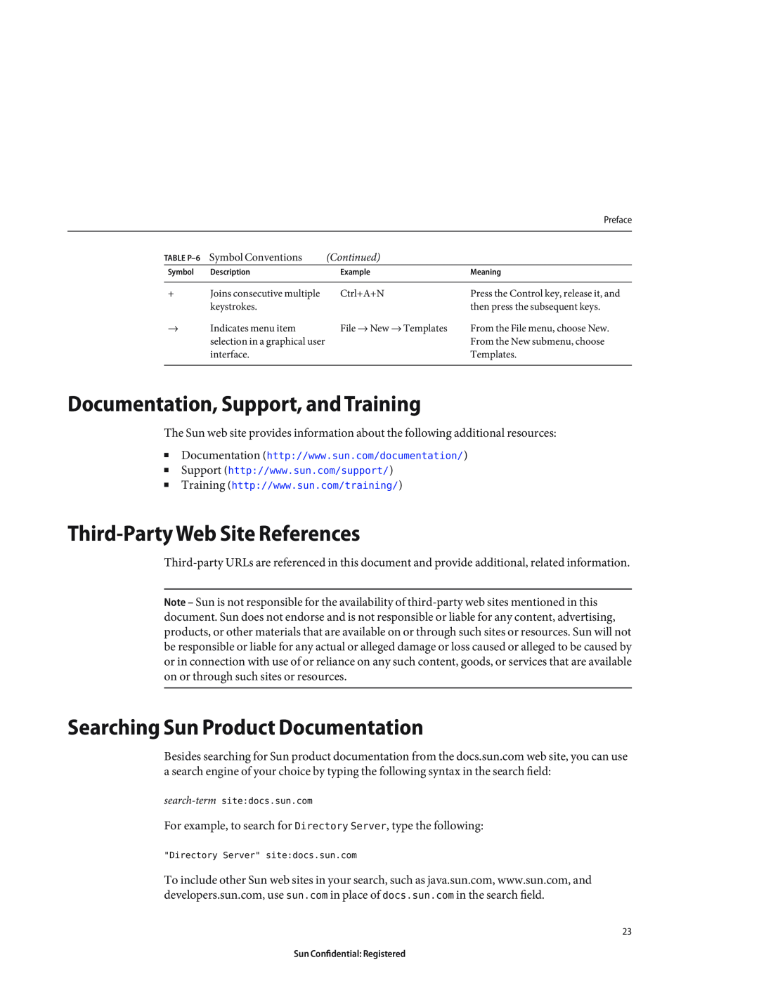 Sun Microsystems 8190994 manual Documentation, Support, and Training, Third-Party Web Site References 