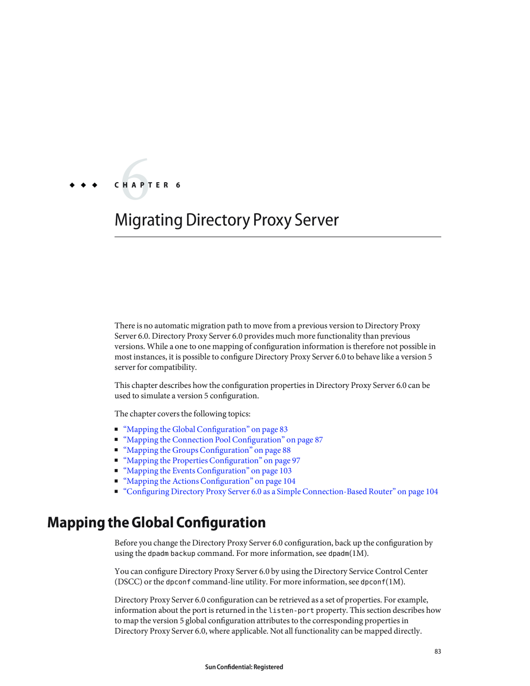 Sun Microsystems 8190994 manual Migrating Directory Proxy Server, Mapping the Global Configuration 