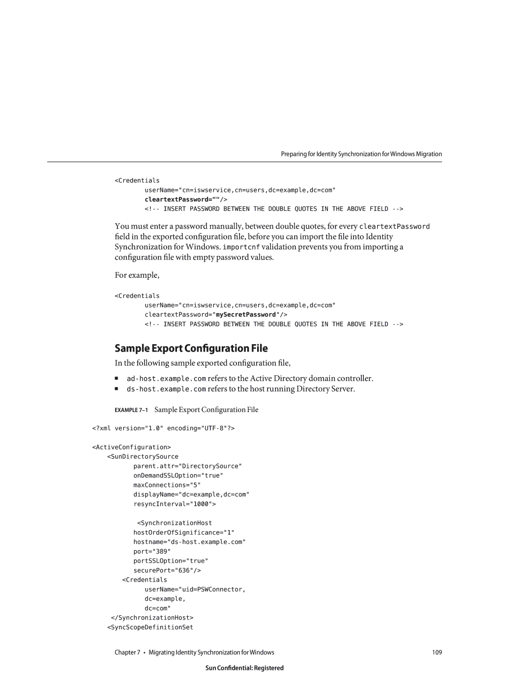 Sun Microsystems 8190994 manual Sample Export Configuration File, Following sample exported configuration file 