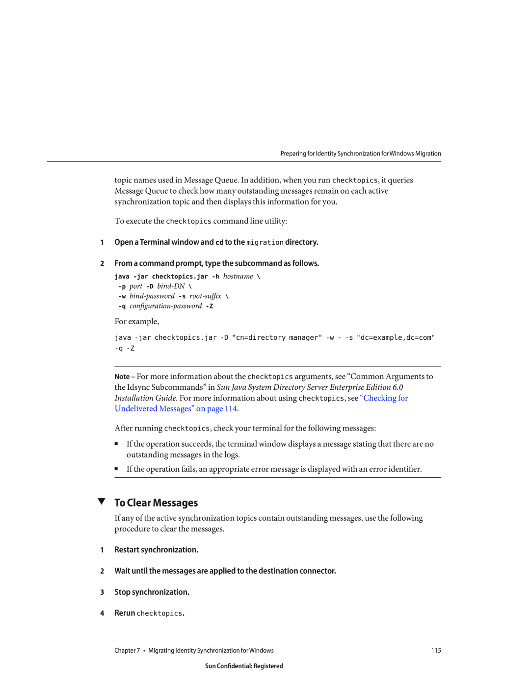 Sun Microsystems 8190994 manual To Clear Messages, Rerun checktopics 