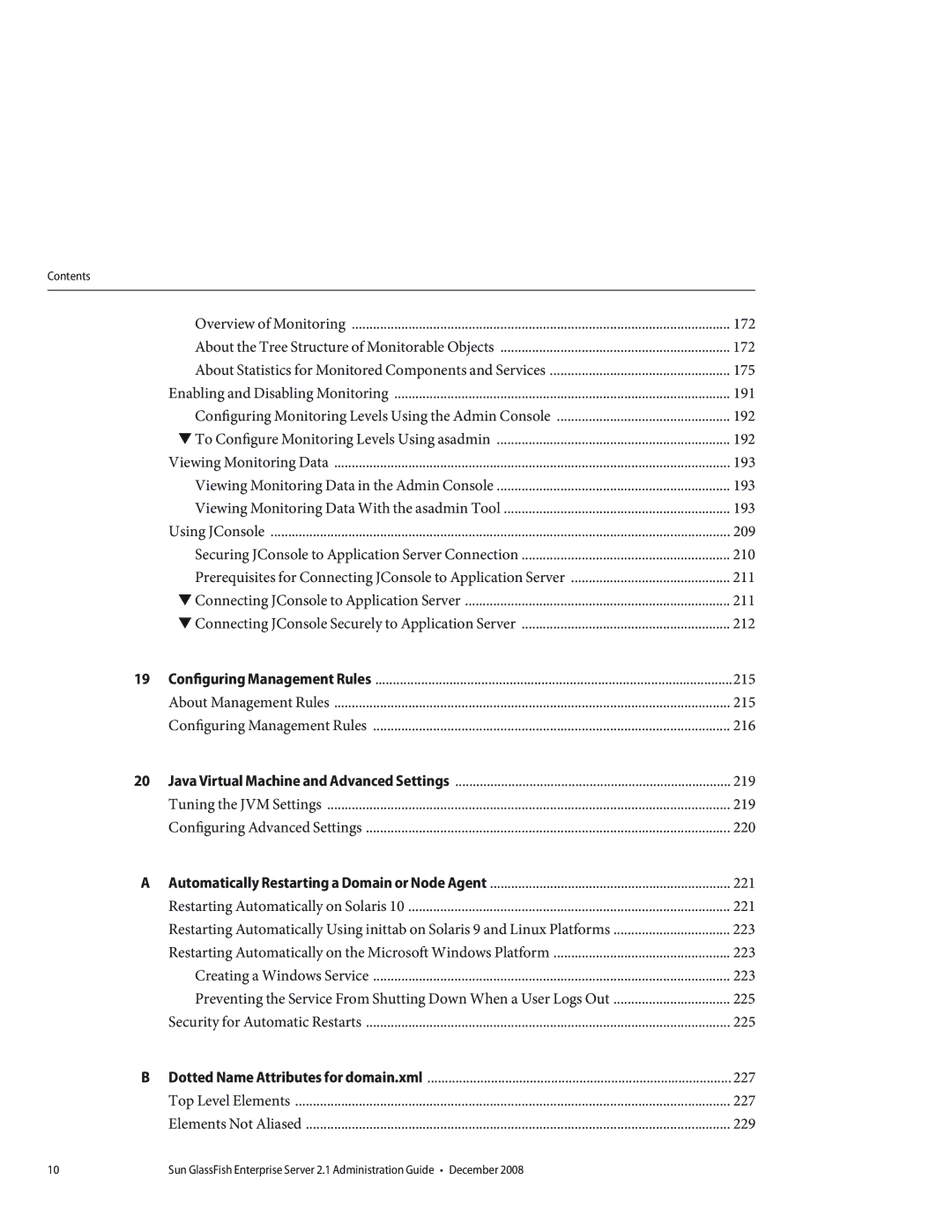 Sun Microsystems 820433510 manual About Management Rules 215 Configuring Management Rules 216, 219, 220, 221, 227 