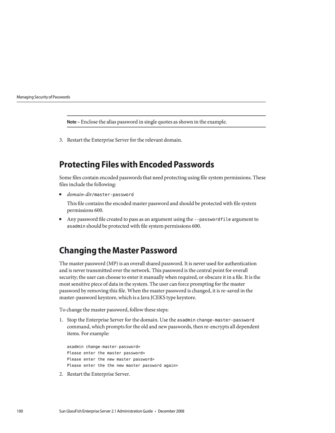 Sun Microsystems 820433510 manual Protecting Files with Encoded Passwords, Changing the Master Password 