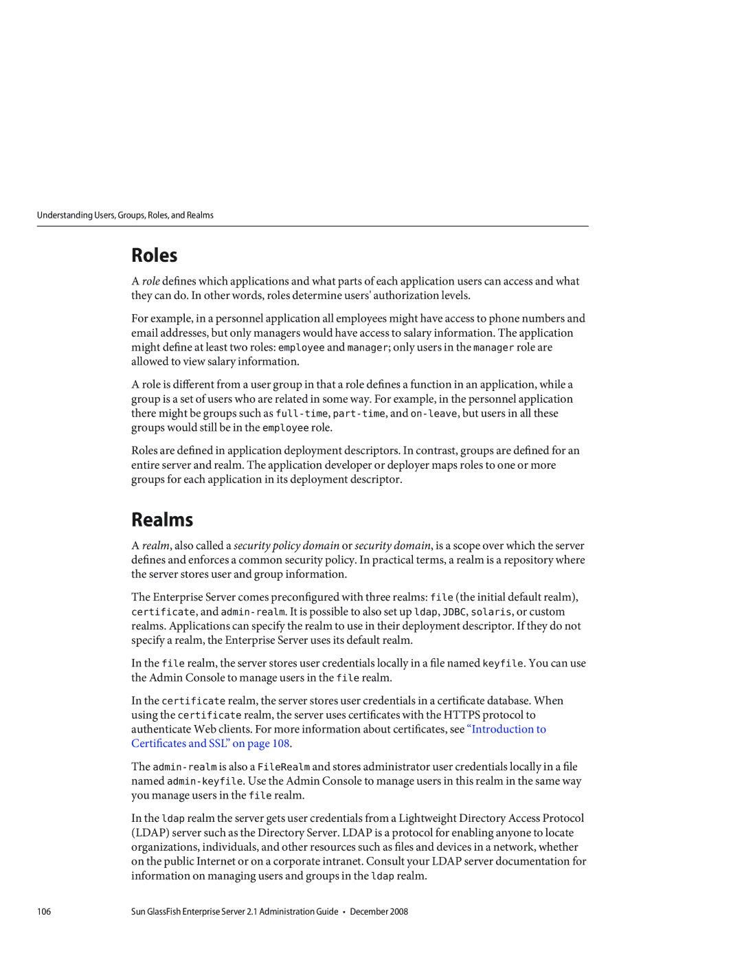 Sun Microsystems 820433510 manual Roles, Realms 