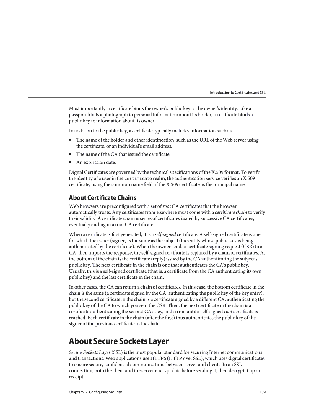 Sun Microsystems 820433510 manual About Secure Sockets Layer, About Certificate Chains 