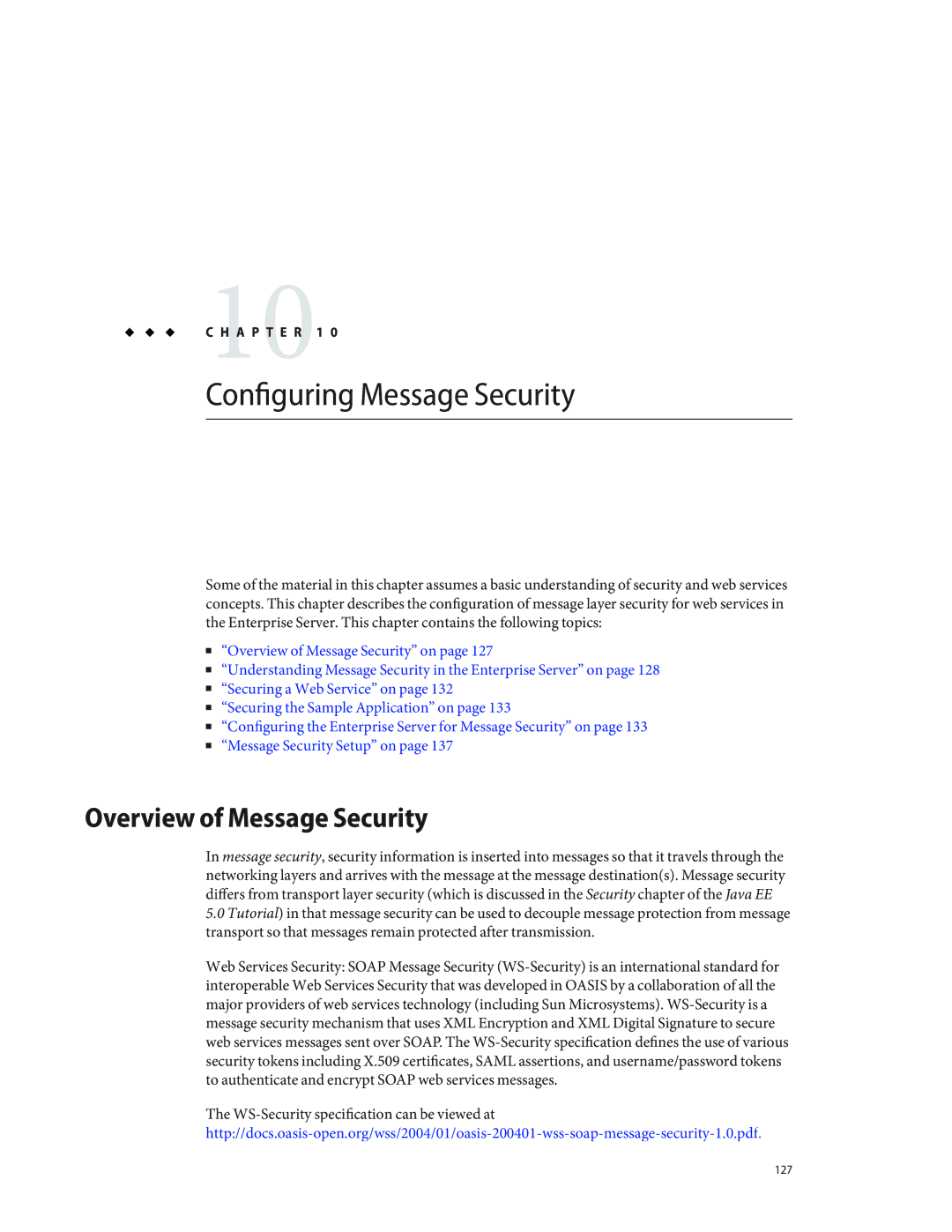 Sun Microsystems 820433510 manual Configuring Message Security, Overview of Message Security 