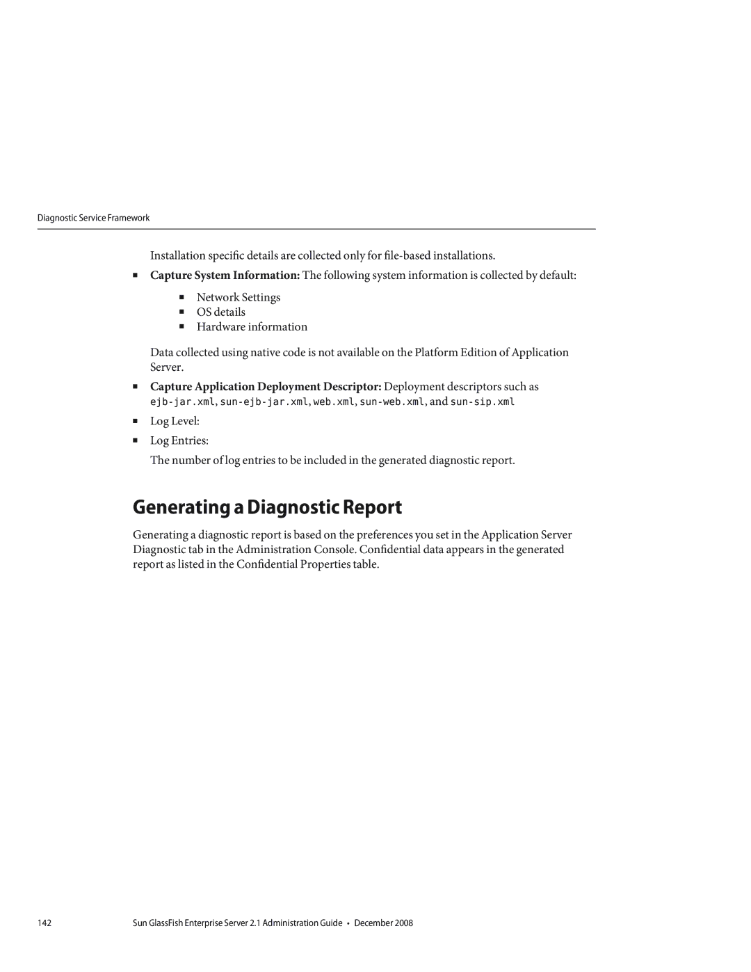 Sun Microsystems 820433510 manual Generating a Diagnostic Report 