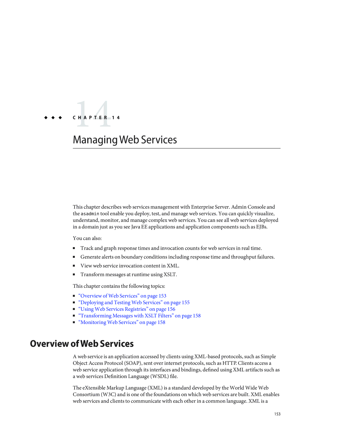 Sun Microsystems 820433510 manual Managing Web Services, Overview of Web Services 