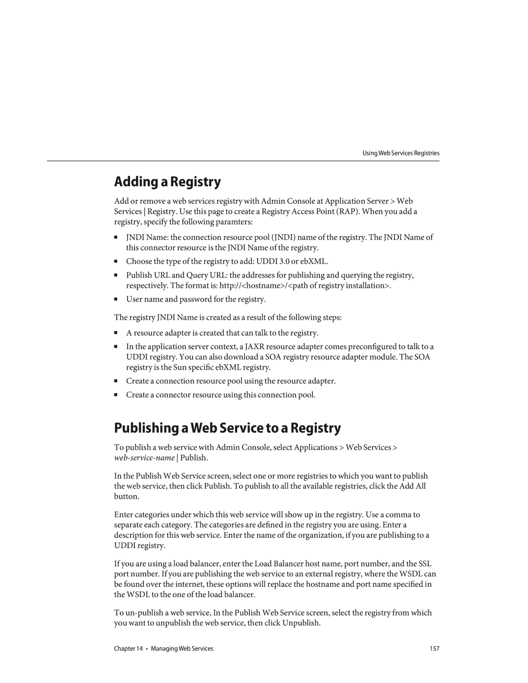 Sun Microsystems 820433510 manual Adding a Registry, Publishing a Web Service to a Registry 