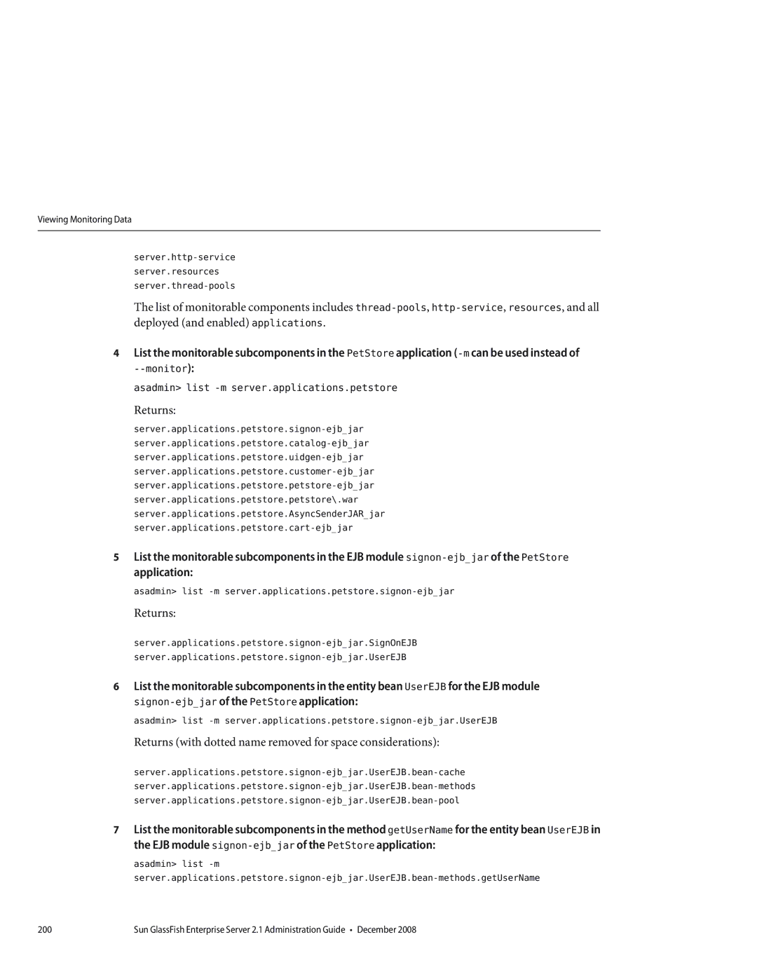 Sun Microsystems 820433510 manual Returns with dotted name removed for space considerations 