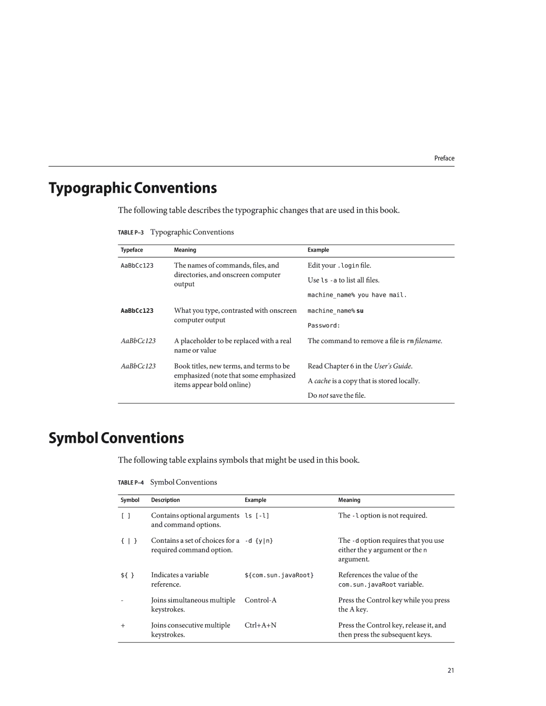 Sun Microsystems 820433510 manual Symbol Conventions, Table P-3Typographic Conventions 