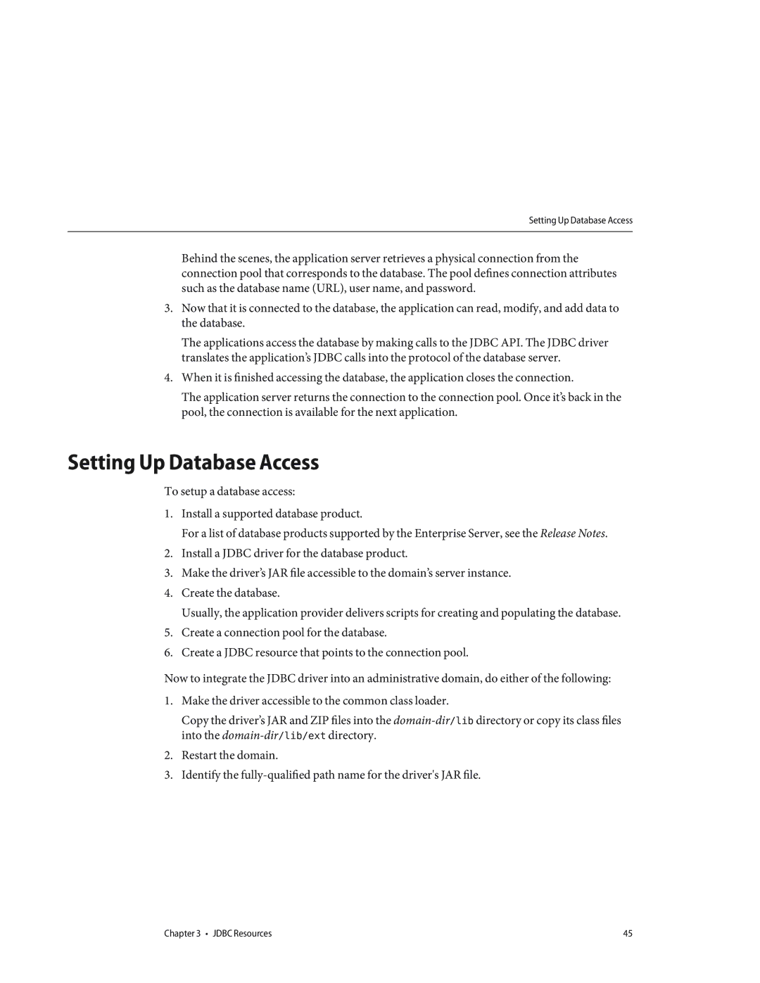 Sun Microsystems 820433510 manual Setting Up Database Access 