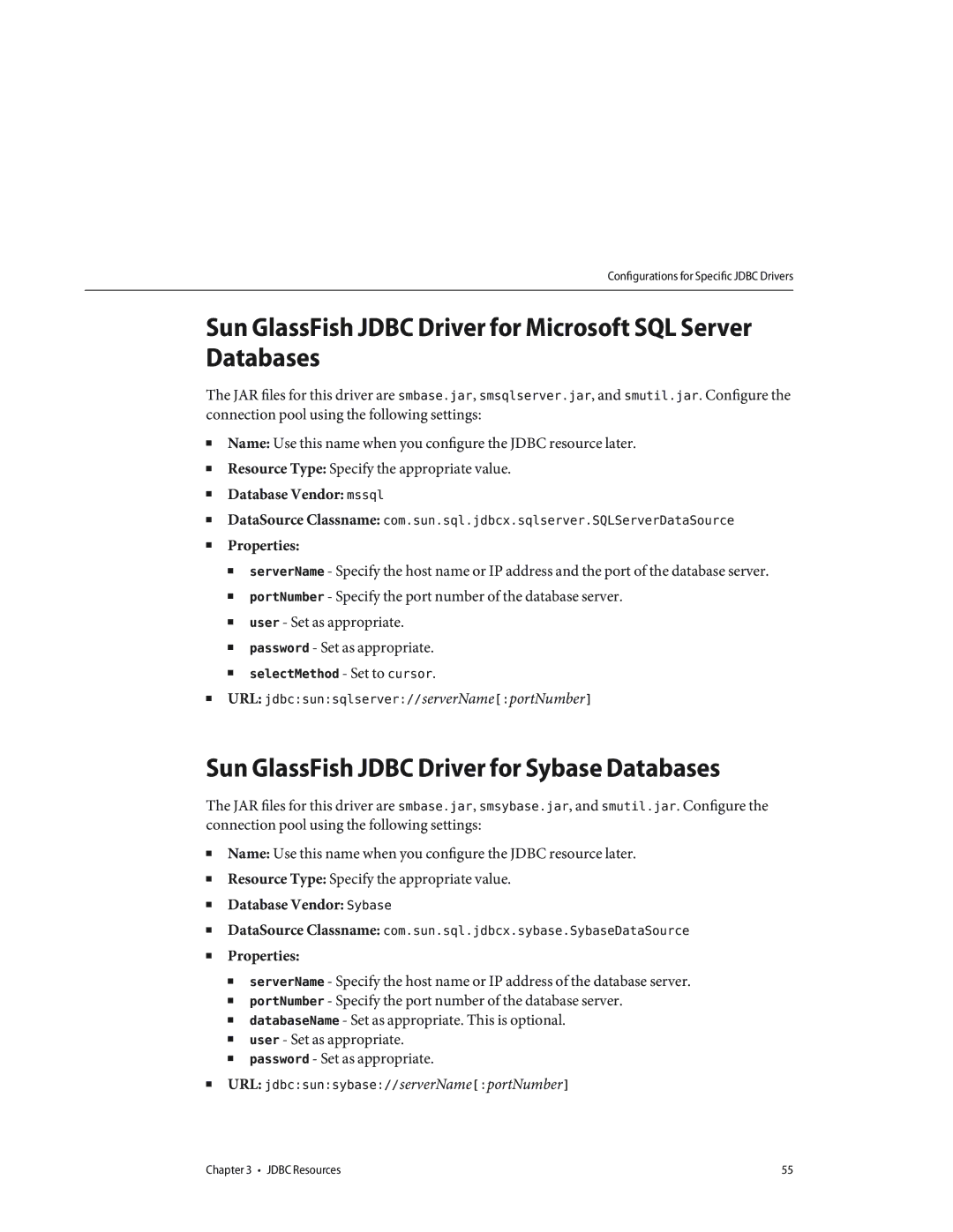 Sun Microsystems 820433510 manual Sun GlassFish Jdbc Driver for Microsoft SQL Server Databases 