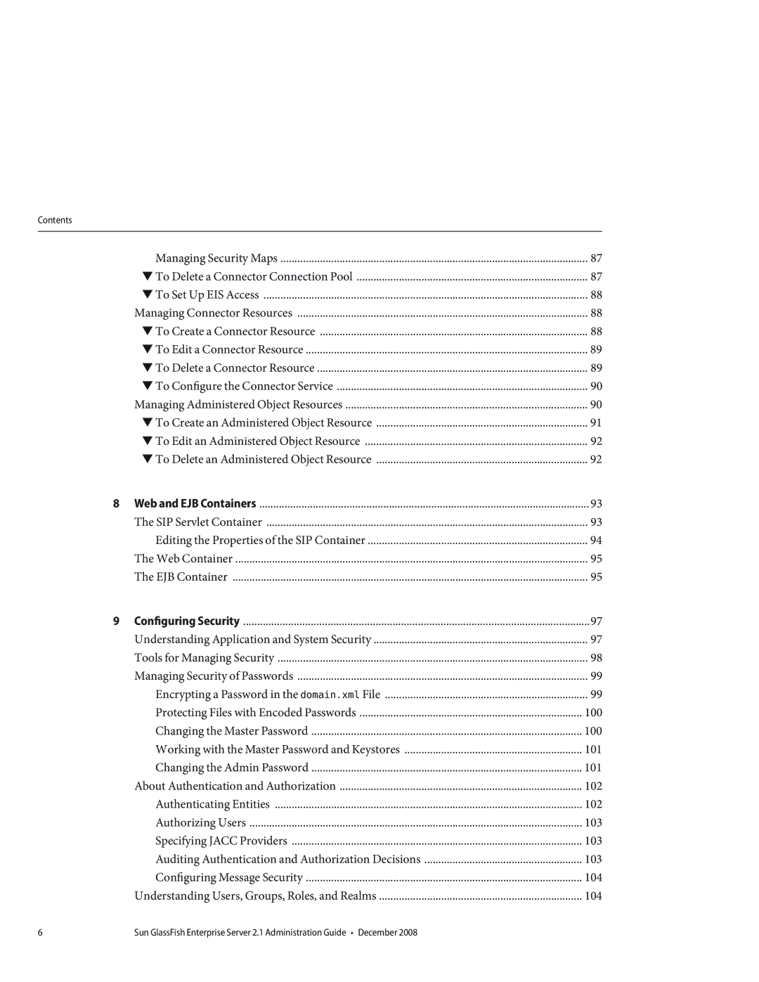 Sun Microsystems 820433510 manual Web and EJB Containers, Configuring Security 