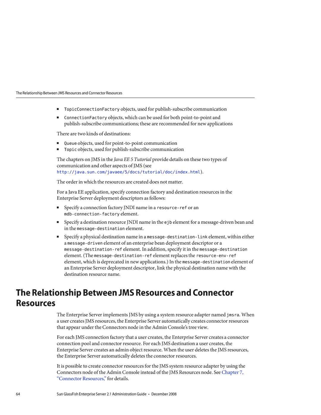 Sun Microsystems 820433510 manual Relationship Between JMS Resources and Connector Resources 