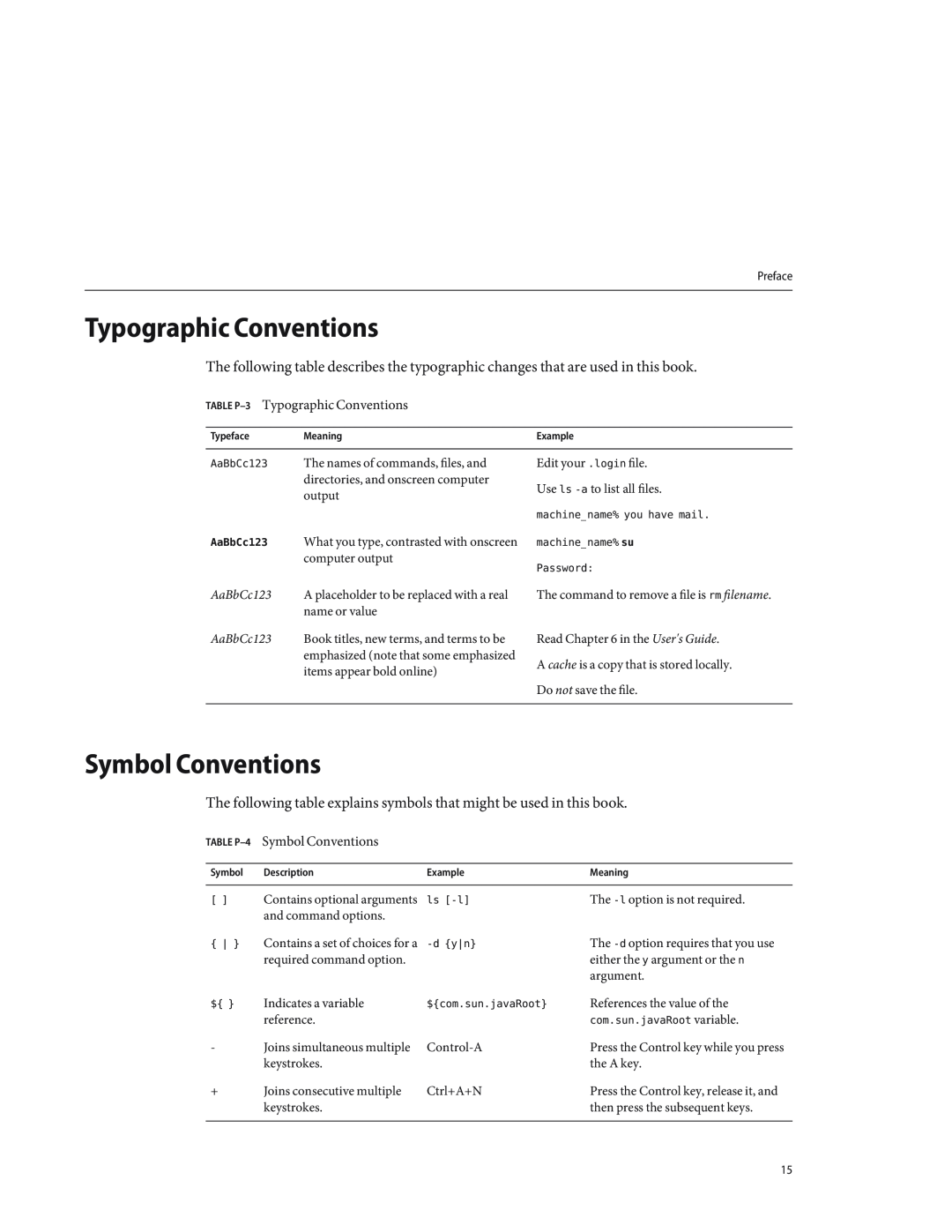Sun Microsystems 820434310 manual Symbol Conventions, TABLE P-3 Typographic Conventions 