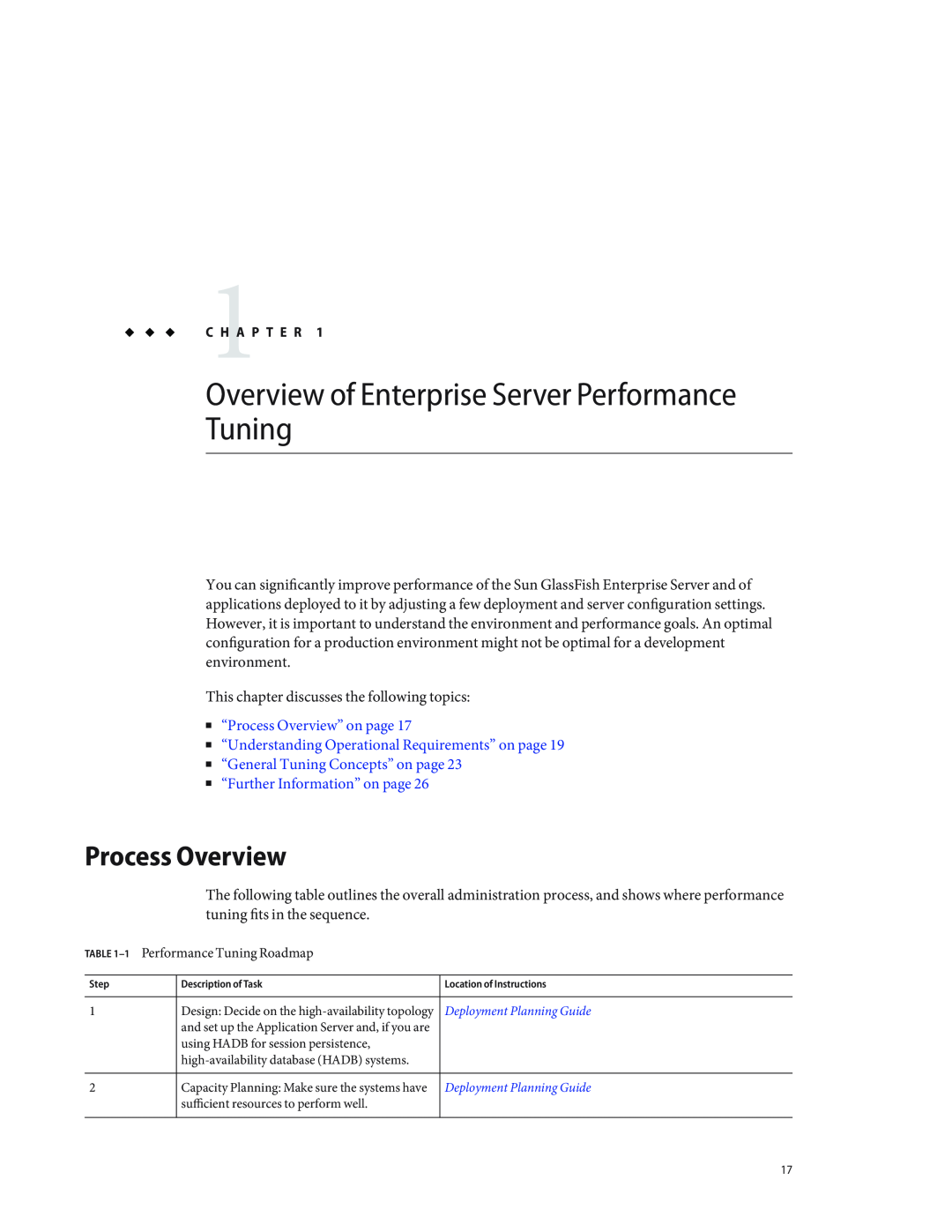 Sun Microsystems 820434310 manual Tuning, “Process Overview” on page, “Understanding Operational Requirements” on page 