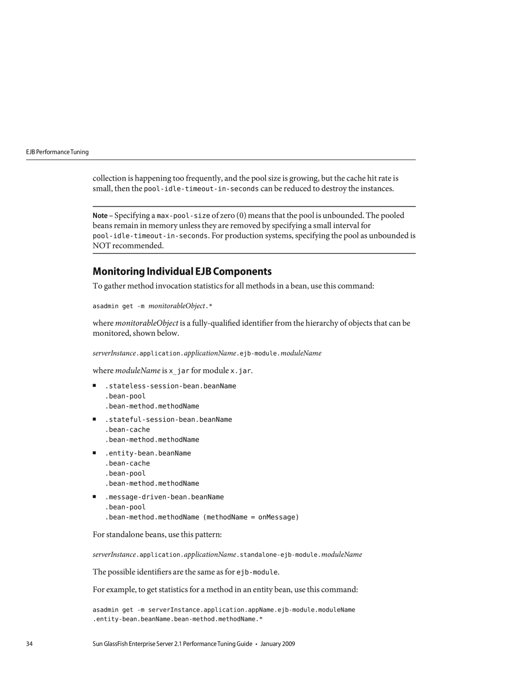 Sun Microsystems 820434310 manual Monitoring Individual EJB Components 