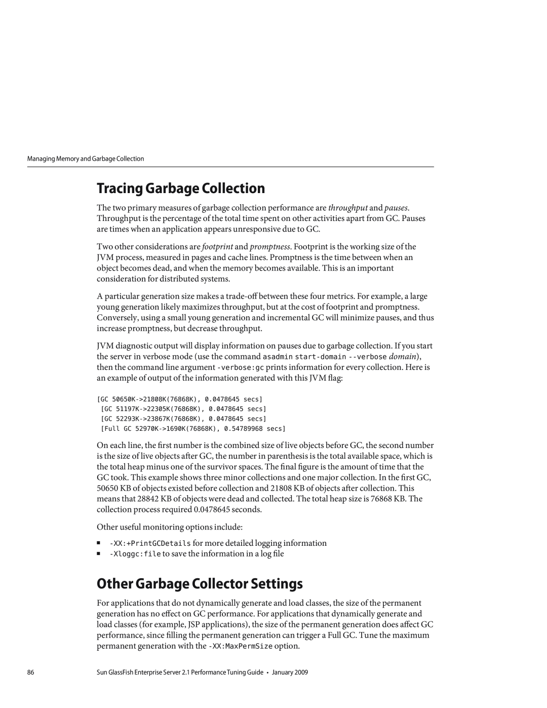 Sun Microsystems 820434310 manual Tracing Garbage Collection, Other Garbage Collector Settings 