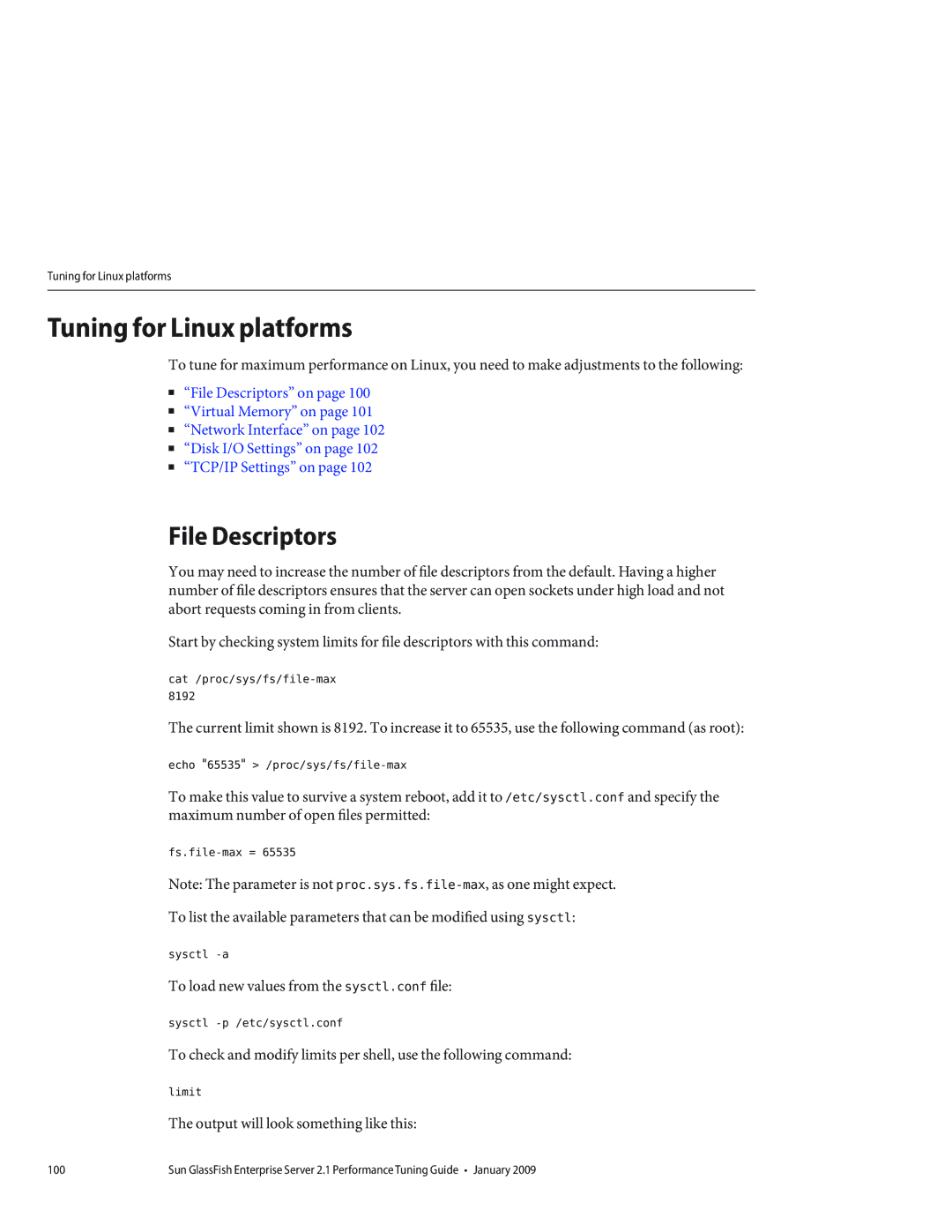 Sun Microsystems 820434310 manual Tuning for Linux platforms 