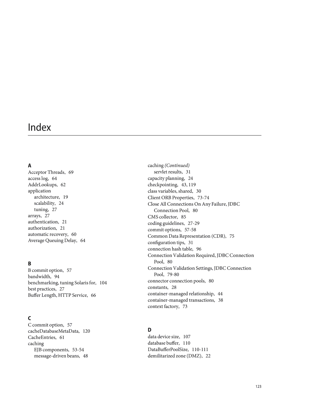 Sun Microsystems 820434310 manual Index 