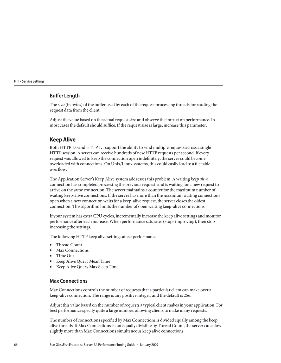 Sun Microsystems 820434310 manual Keep Alive, Buffer Length, Max Connections 