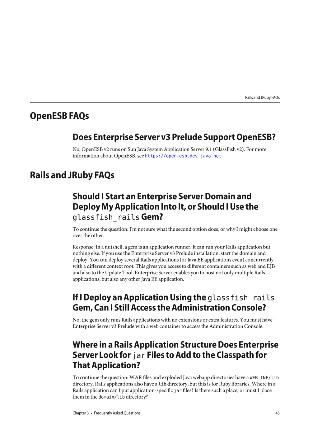Sun Microsystems 820682310 manual OpenESB FAQs, Rails and JRuby FAQs, If I Deploy an Application Using the glassfishrails 