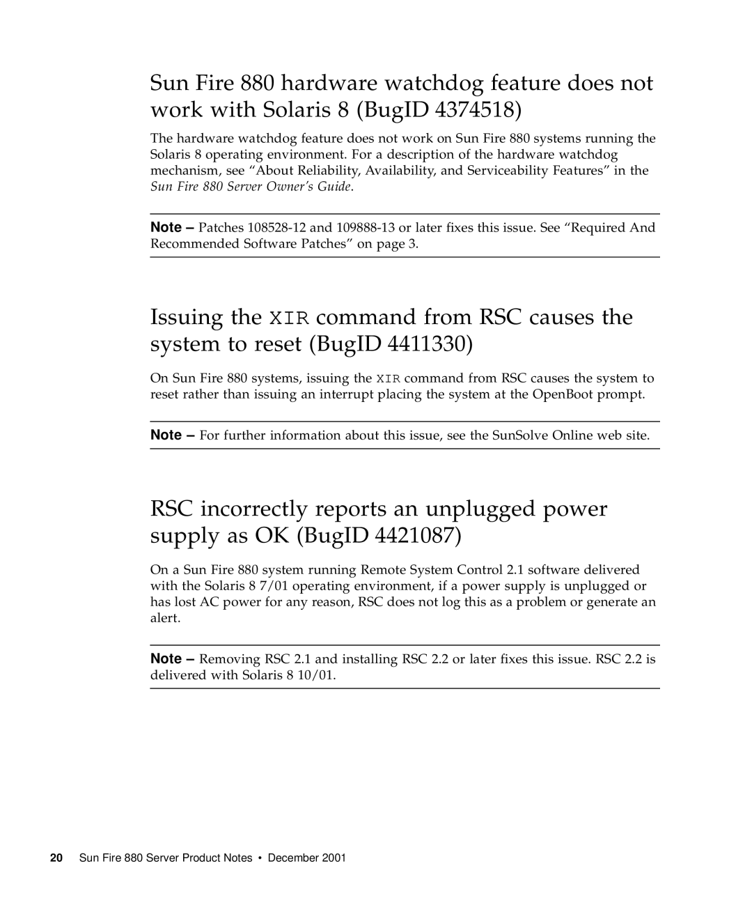 Sun Microsystems manual Sun Fire 880 Server Product Notes December 