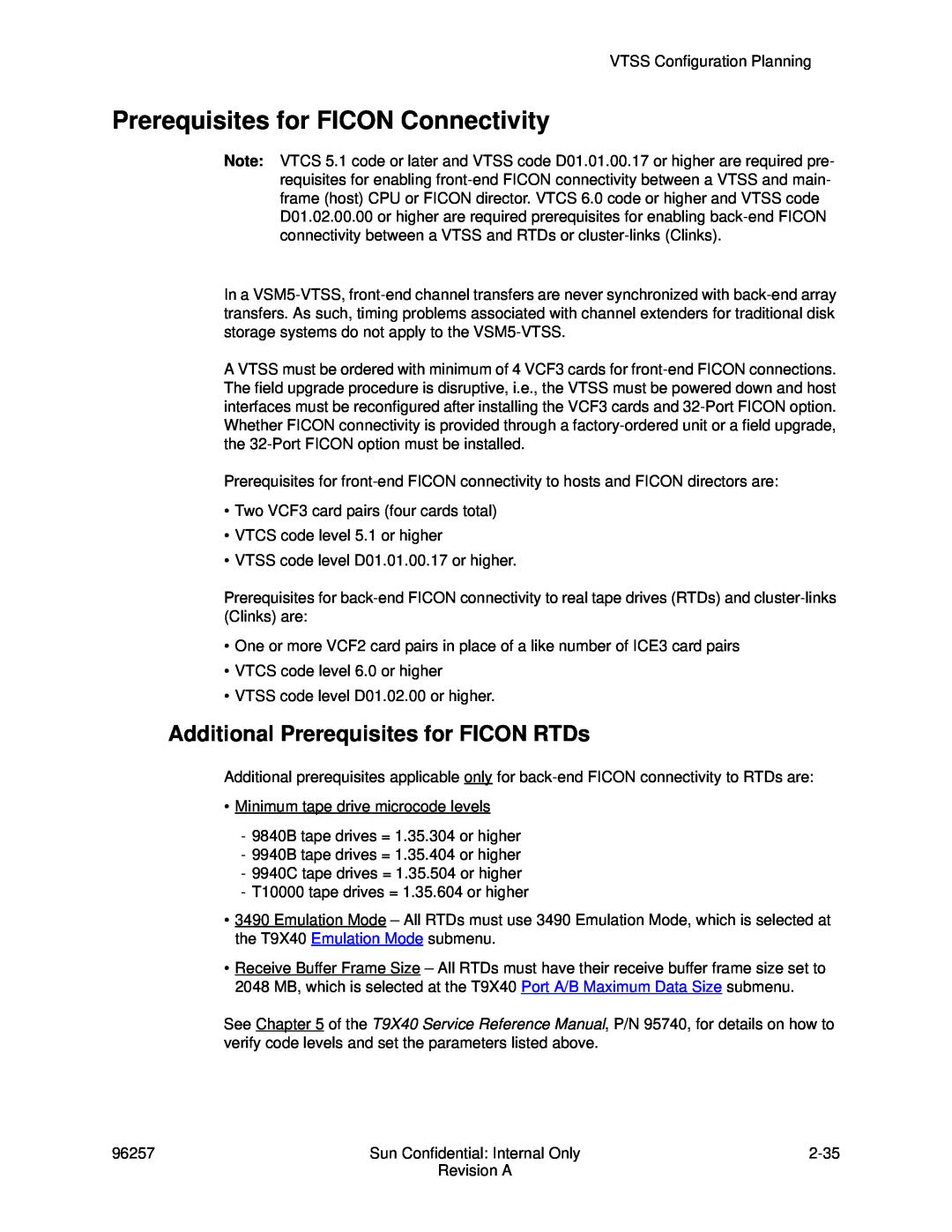 Sun Microsystems 96257 manual Prerequisites for FICON Connectivity, Additional Prerequisites for FICON RTDs 